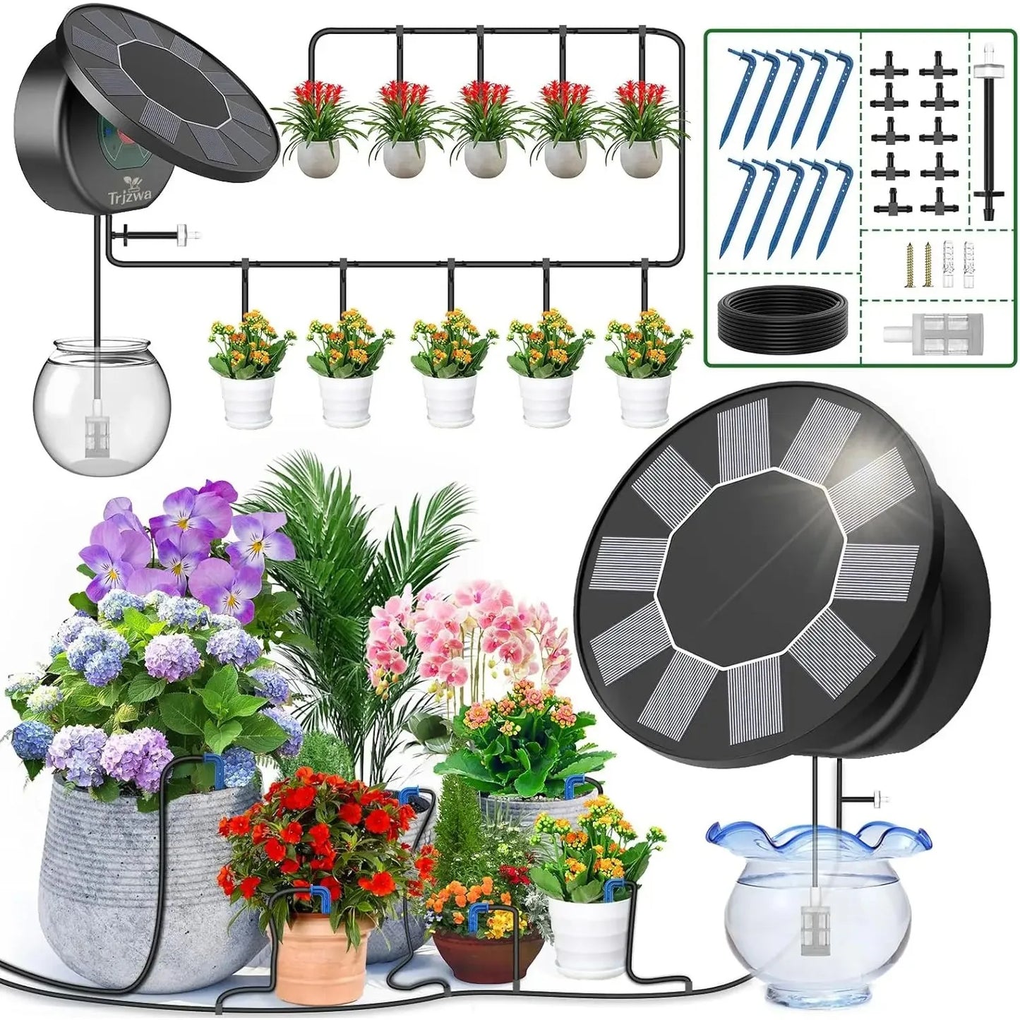 Solar Automatic Drip Irrigation System Kit for DIY Garden