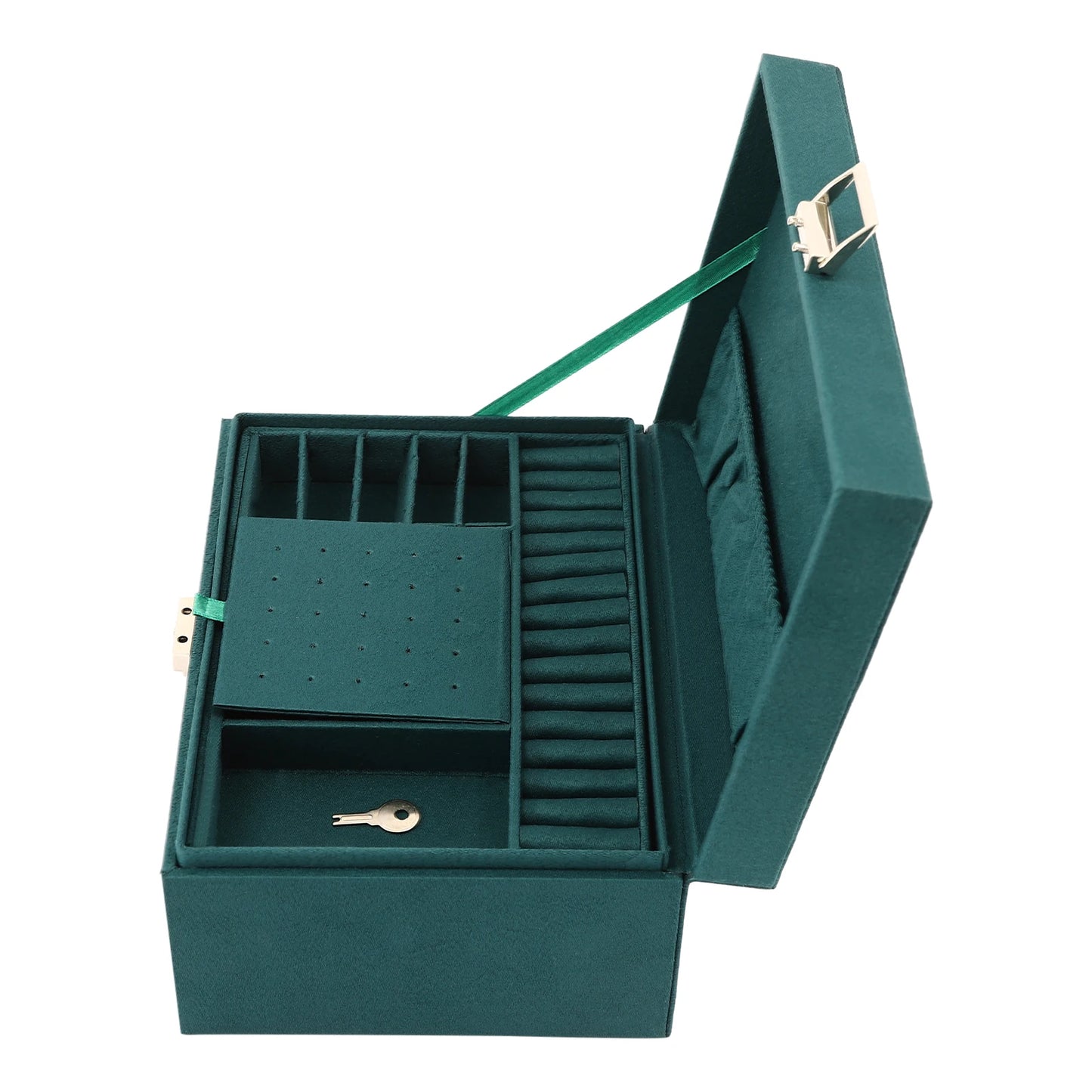 3 Layers Large Jewellery Boxes Space-Saving Drawer Box Green