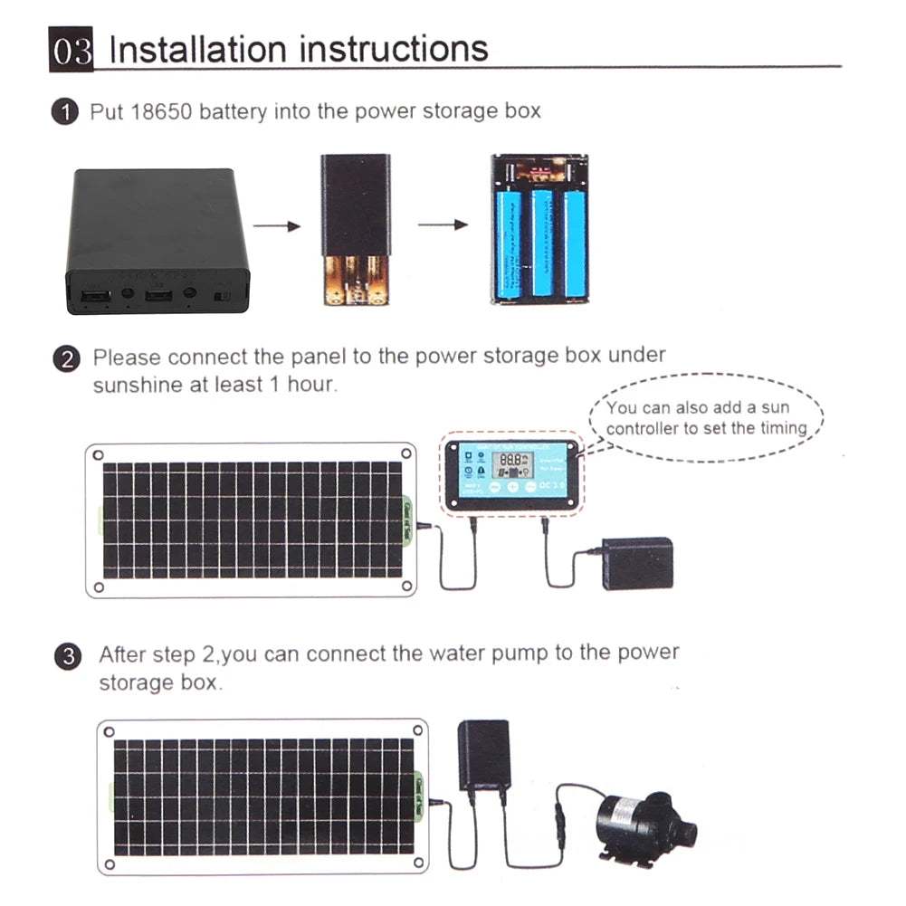 30W 18V Solar Power Panel Water Pump Garden Decoration