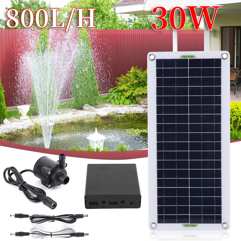 30W 18V Solar Power Panel Water Pump Garden Decoration