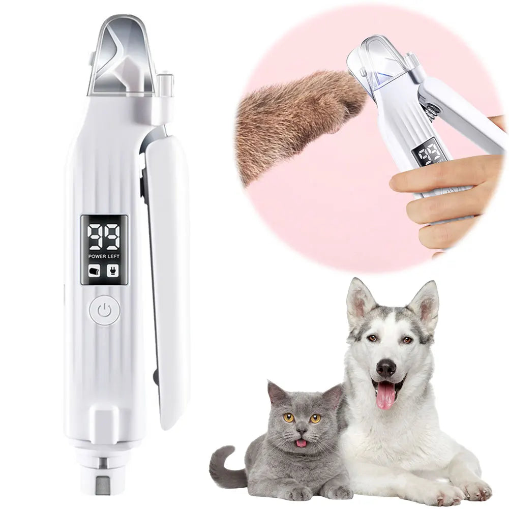 2 in 1 Electric Dog Nail Grinder and Clipper with LED Light