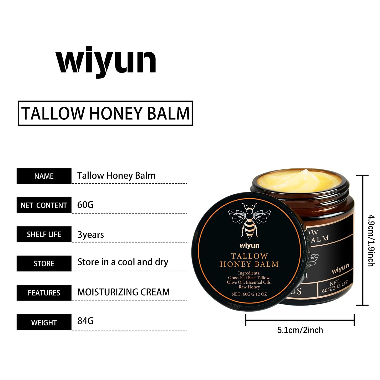 Wiyun Tallow Honey Hydrating Moisturizing Cream Silky Skin