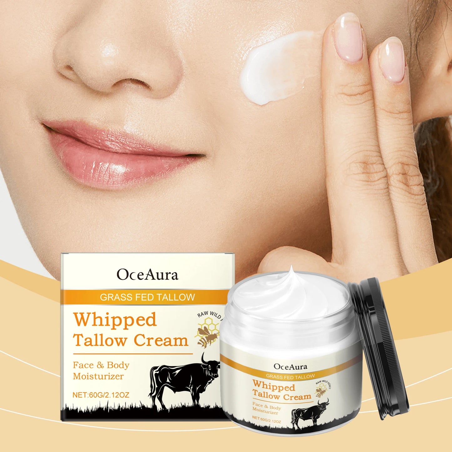 Oceaura Beef Tallow Honey Hydrating Moisturizer For Skin