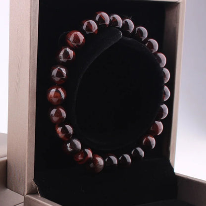 Vintage 8mm Red Tiger Eye Bracelet for Energy and Focus