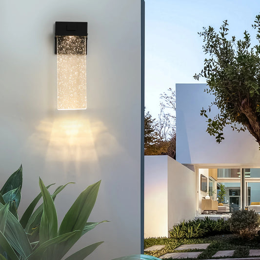 Modern Outdoor Wall Light Fixture, Black Finish LED Sconce
