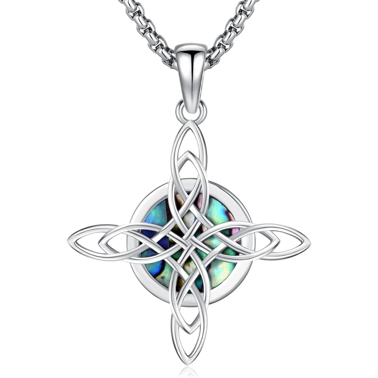 Celtic Knot Cross Necklace Sterling Silver Wiccan Amulet Pendant