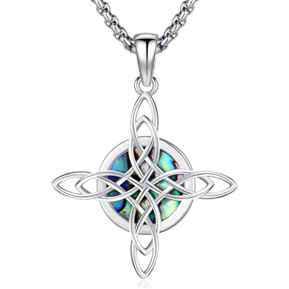 Celtic Knot Cross Necklace Sterling Silver Wiccan Amulet Pendant