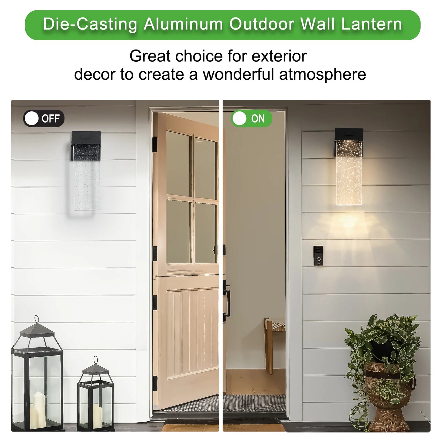 Modern Outdoor Wall Light Fixture, Black Finish LED Sconce