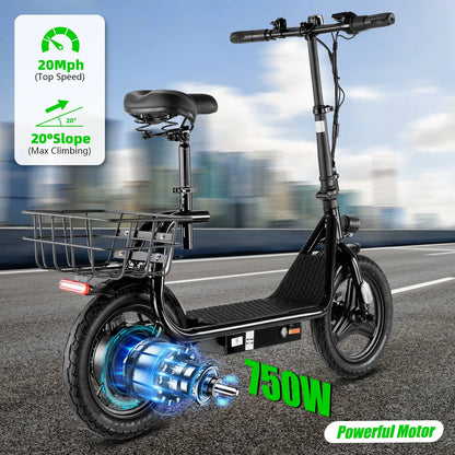 Peak 1200W Electric Scooter for Adults with 14 Inch Tire and 500Wh Battery, 30 Miles Range and 20MPH Top Speed