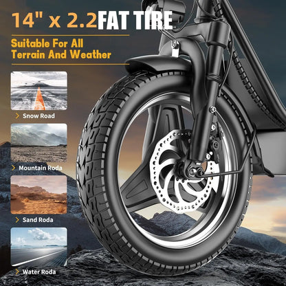 Folding Electric Scooter with Trunk 500W Motor Peak 650W 48V 15Ah 20MPH 24 to 32 Mile Range Motorcycle for Commuting Travel