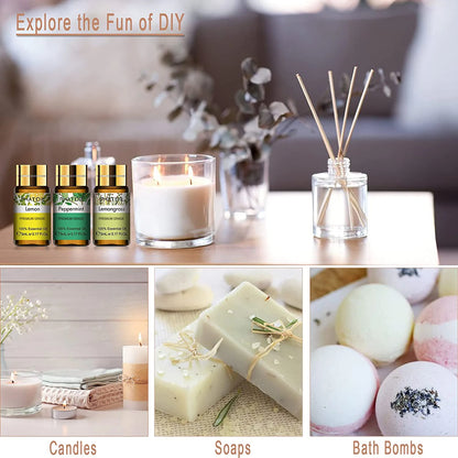 Pure Essential Oils Gift Box for Diffuser and Massage