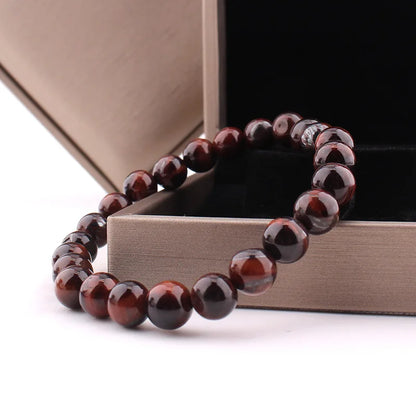 Vintage 8mm Red Tiger Eye Bracelet for Energy and Focus