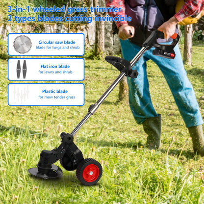 Cordless Electric Lawn Mower and Weed Wacker for Easy Trimming