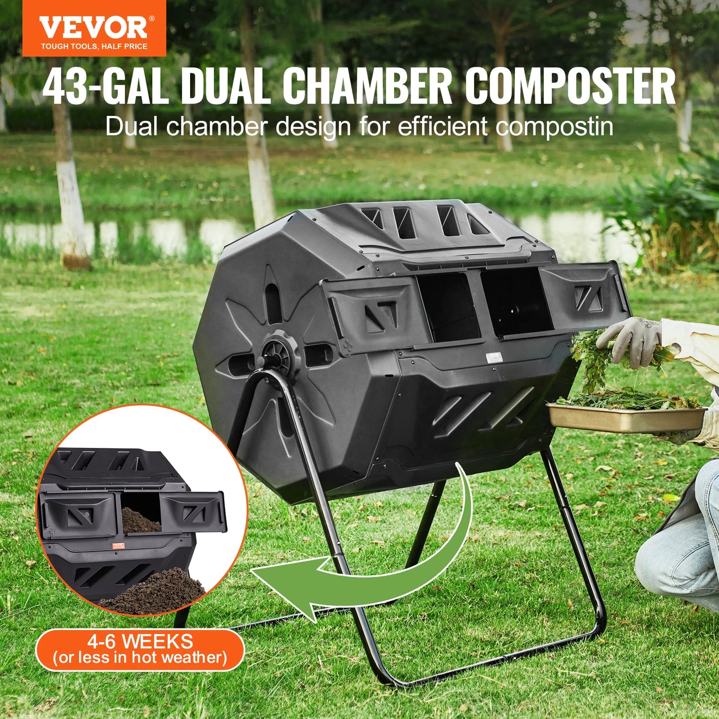 SucceBuy Dual Chamber Compost Bin for Efficient Garden Composting