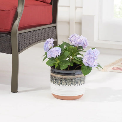 8" Round Ceramic Planter with Reactive Finish Ideal for Succulents