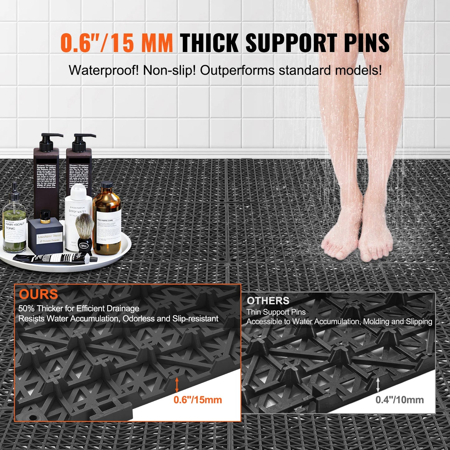 Interlocking PVC Drainage Tiles Non Slip For Bathroom And Pool