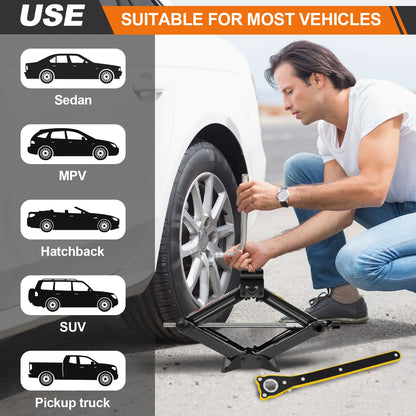 DayPlus Heavy Duty Scissor Jack for 2 Ton Car Lifting