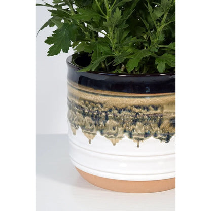 8" Round Ceramic Planter with Reactive Finish Ideal for Succulents