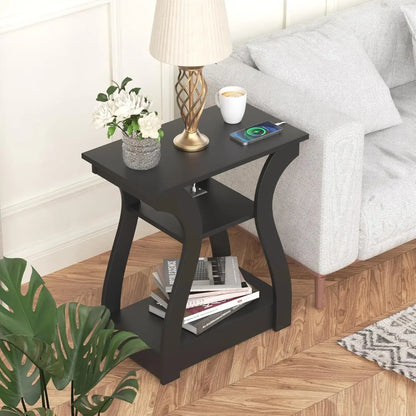 End Table with Charging Station, Side Table with USB Ports