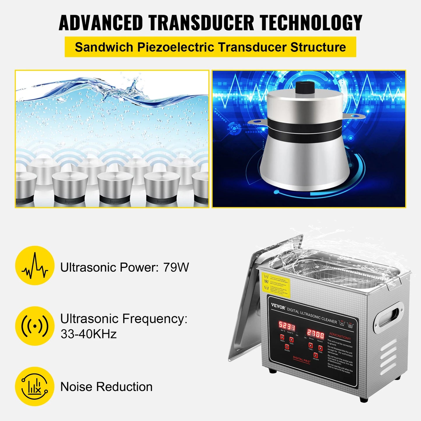 Portable Stainless Steel Ultrasonic Cleaner for Effective Deep Cleaning