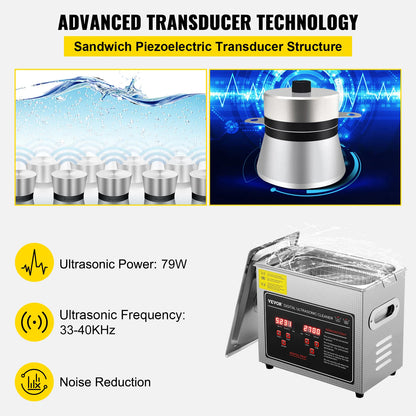 Portable Stainless Steel Ultrasonic Cleaner for Effective Deep Cleaning