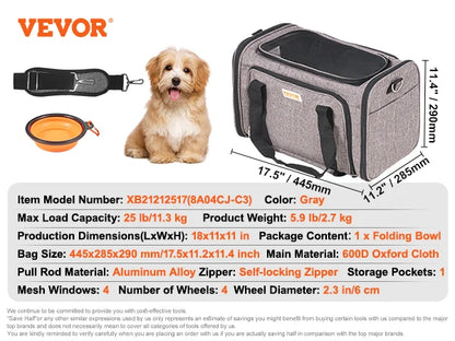 Breathable Pet Carrier Backpack with Wheels and Shoulder Strap