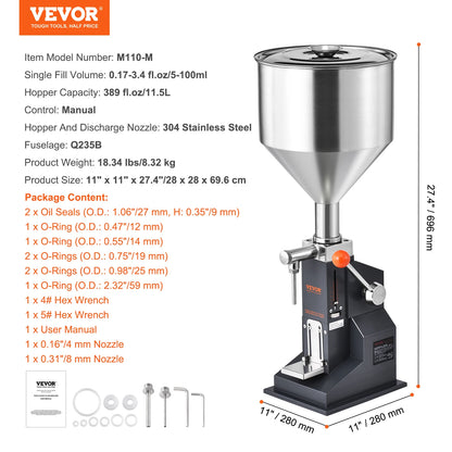 VEVOR A03 Manual Liquid Filling Machine for Water Juice Honey