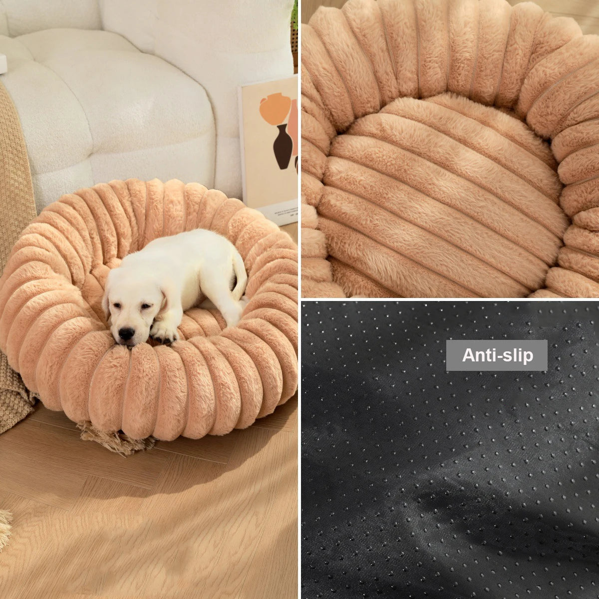 Cozy Round Pet Bed for Large Dogs and Cats