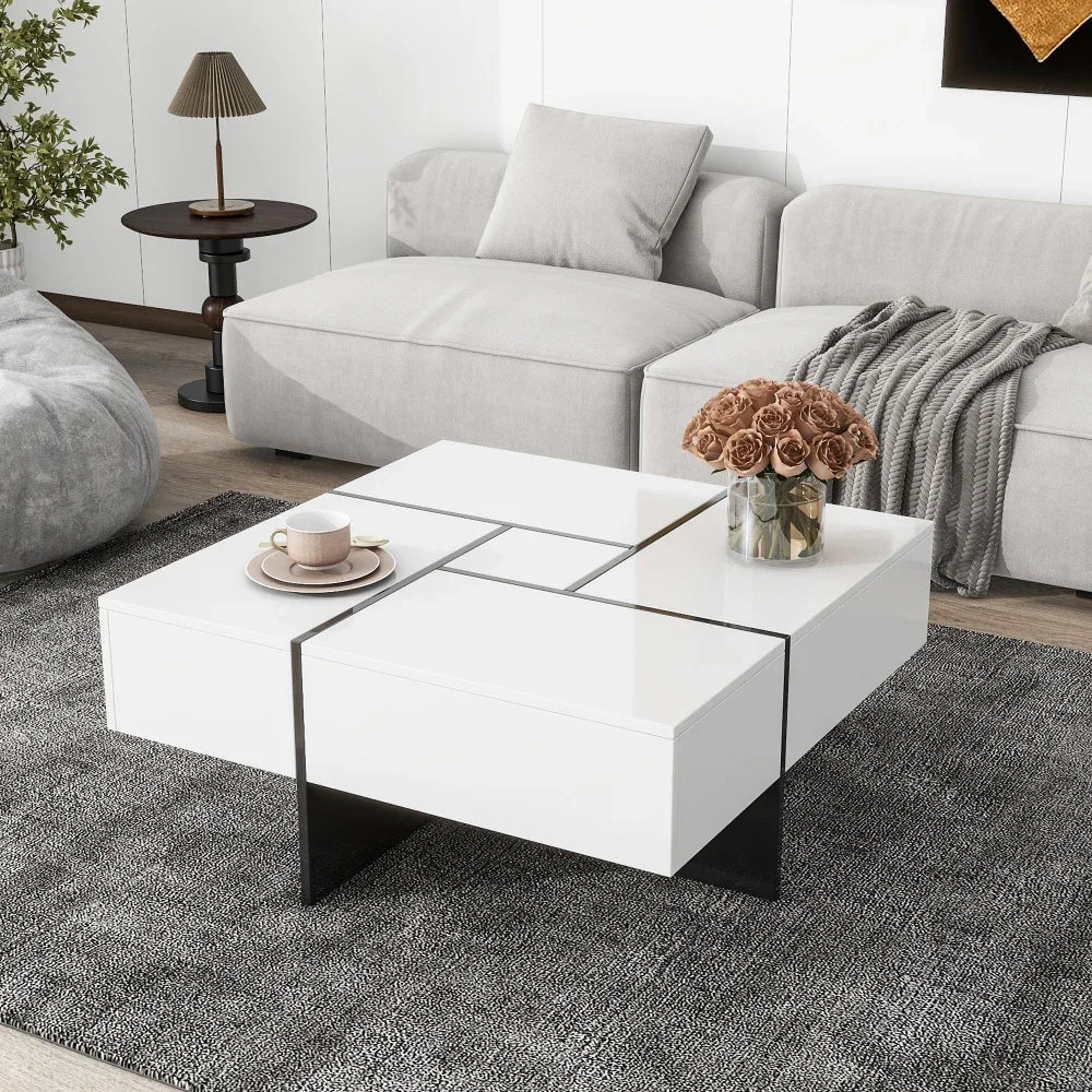 Unique Design Coffee Table with Hidden Storage and Sliding Top
