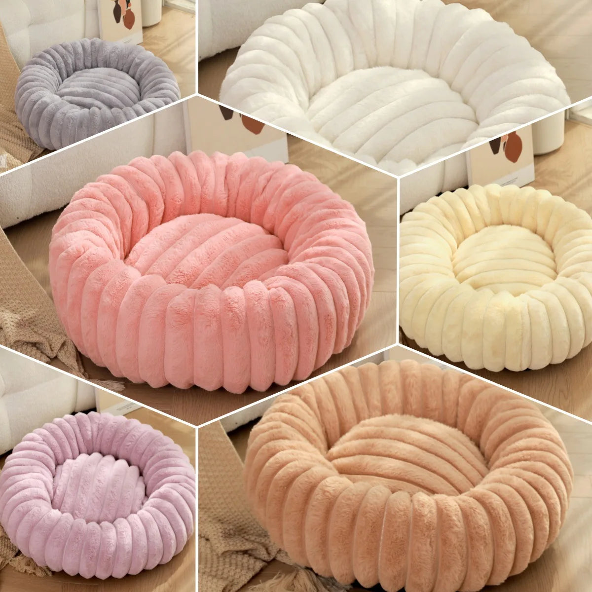 Cozy Round Pet Bed for Large Dogs and Cats