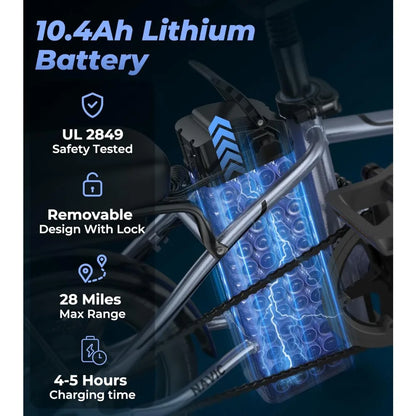 750W Peak Folding Electric Bike with Removable Battery and Speed