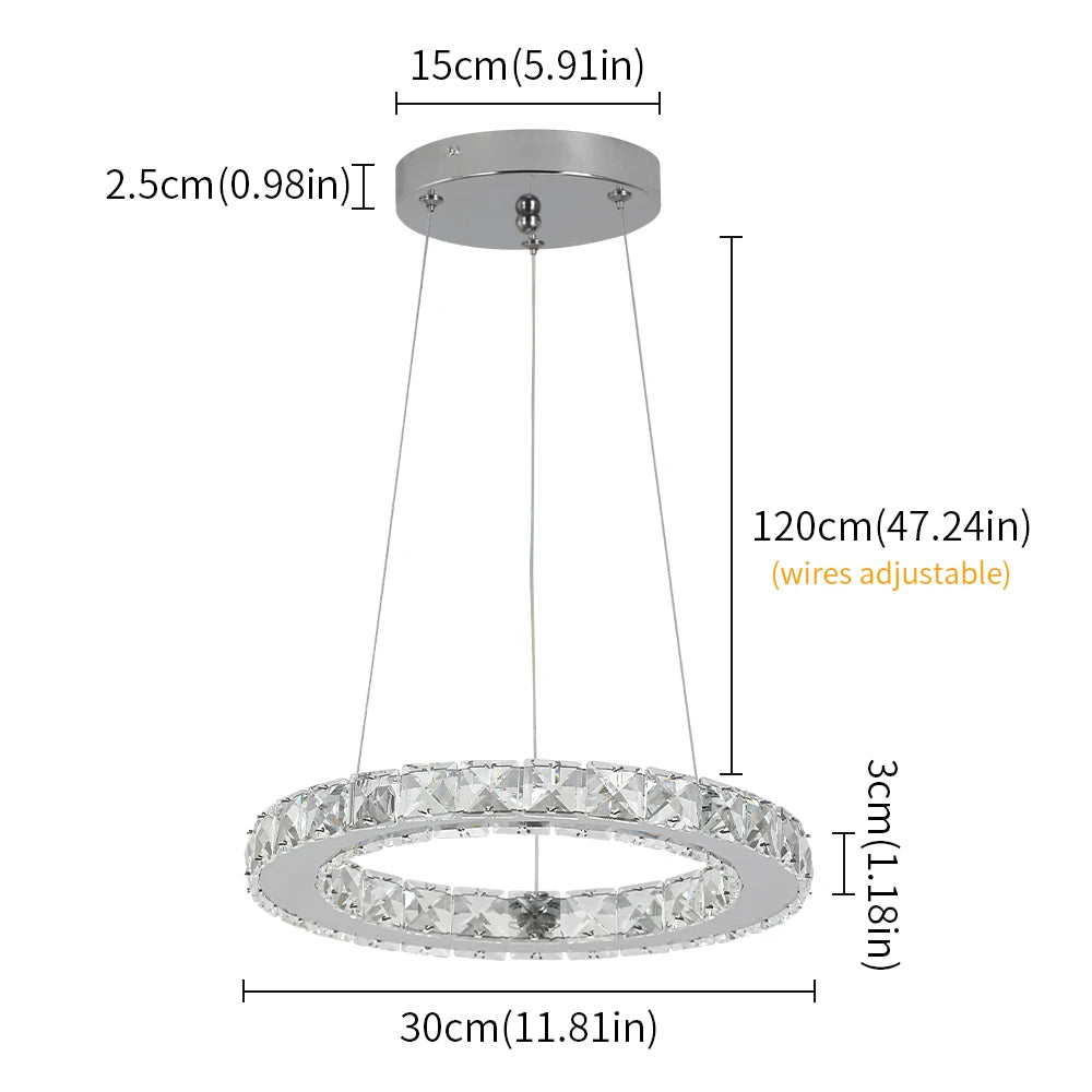 Luxury Crystal Modern Pendant Light DIY Rings Led Dimmable Chandelier Ceiling Lamp for Living Room Decor