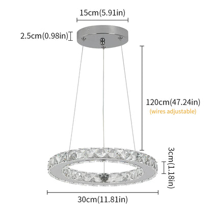 Luxury Crystal Modern Pendant Light DIY Rings Led Dimmable Chandelier Ceiling Lamp for Living Room Decor