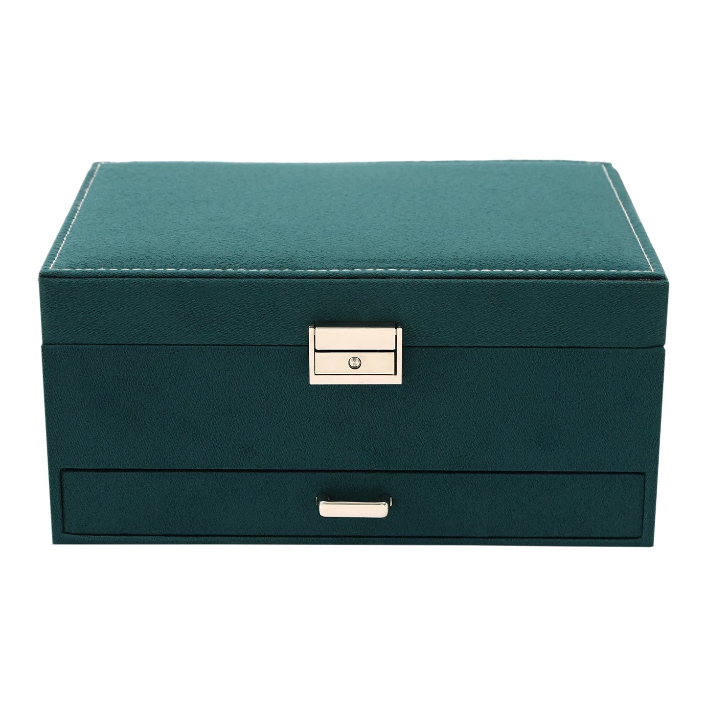 3 Layers Large Jewellery Boxes Space-Saving Drawer Box Green