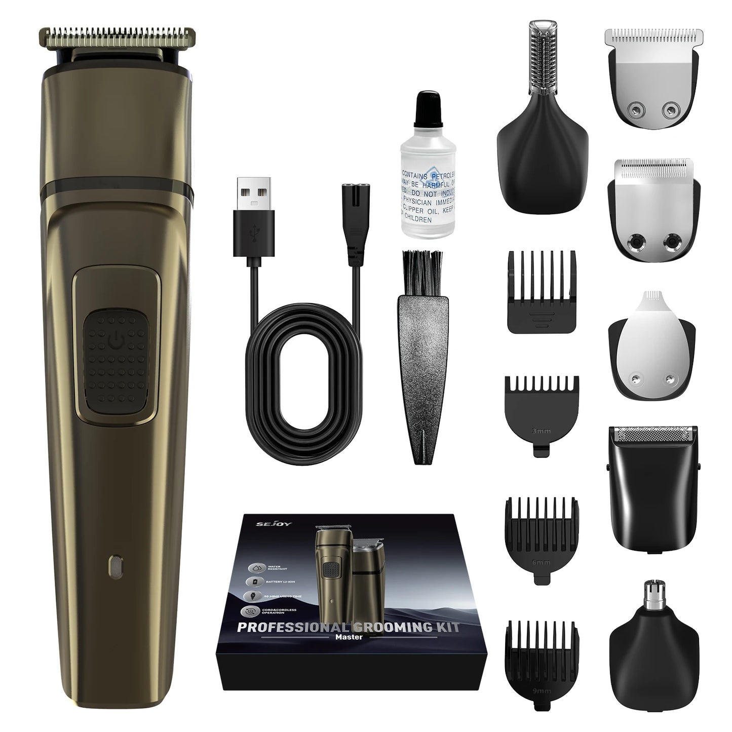 Sejoy Men's 5 In 1 Grooming Kit Electric Hair Clippers