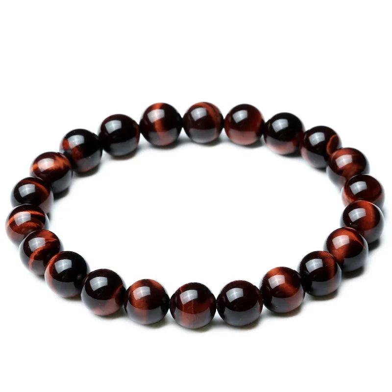 Vintage 8mm Red Tiger Eye Bracelet for Energy and Focus