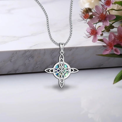 Celtic Knot Cross Necklace Sterling Silver Wiccan Amulet Pendant