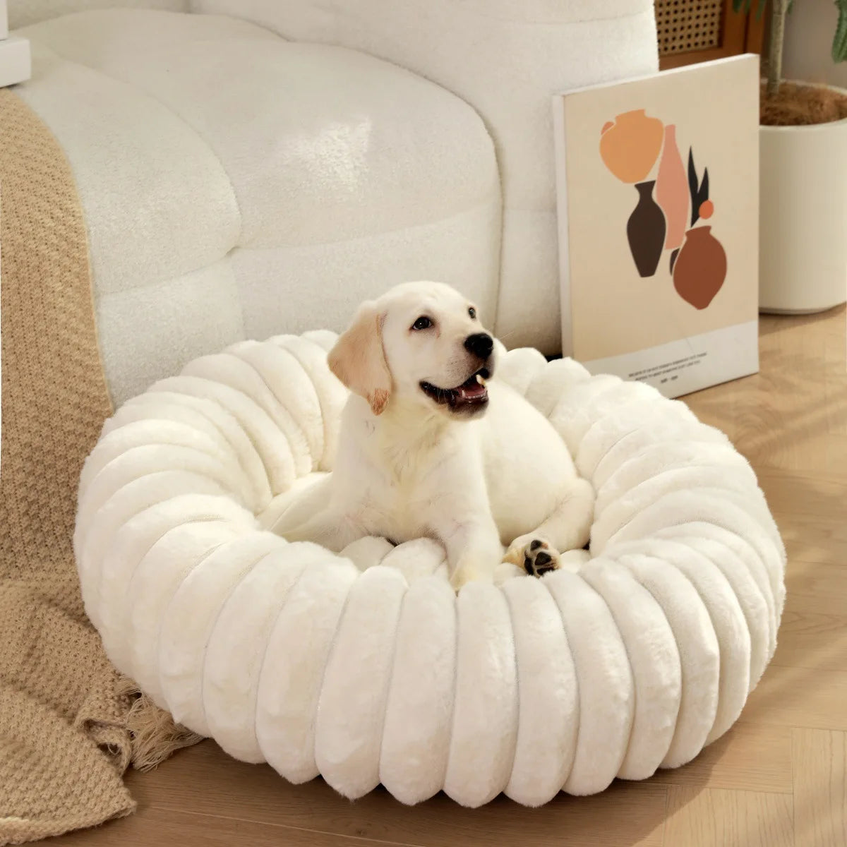 Cozy Round Pet Bed for Large Dogs and Cats