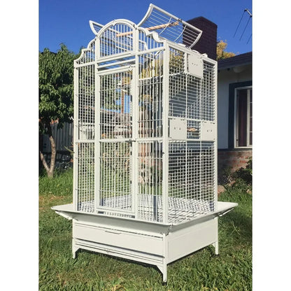 Stylish Wrought Iron Parrot Cage with Play Top and Stand