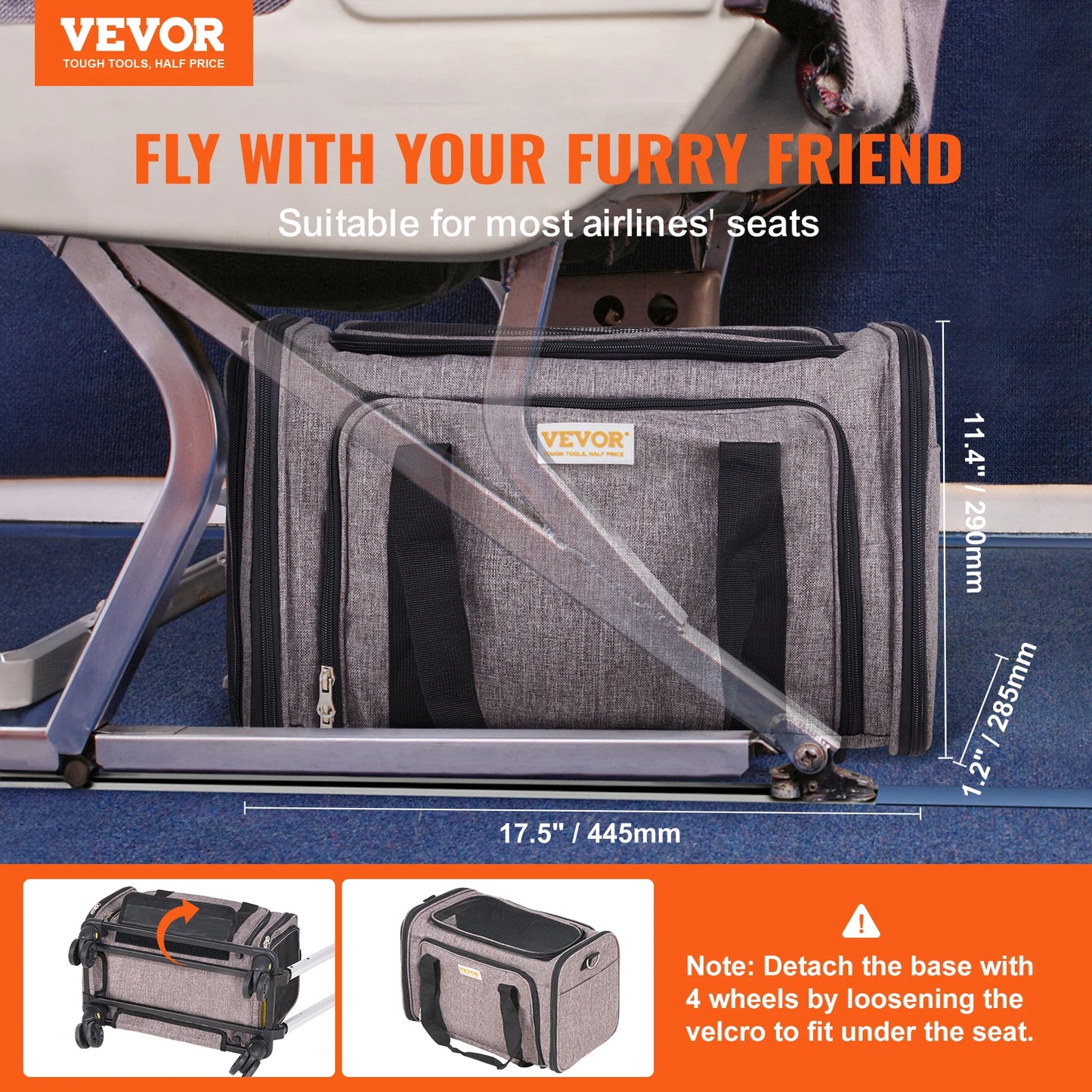 Breathable Pet Carrier Backpack with Wheels and Shoulder Strap