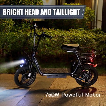Caroma Electric Scooter with Seat and Shock Absorbing Tires