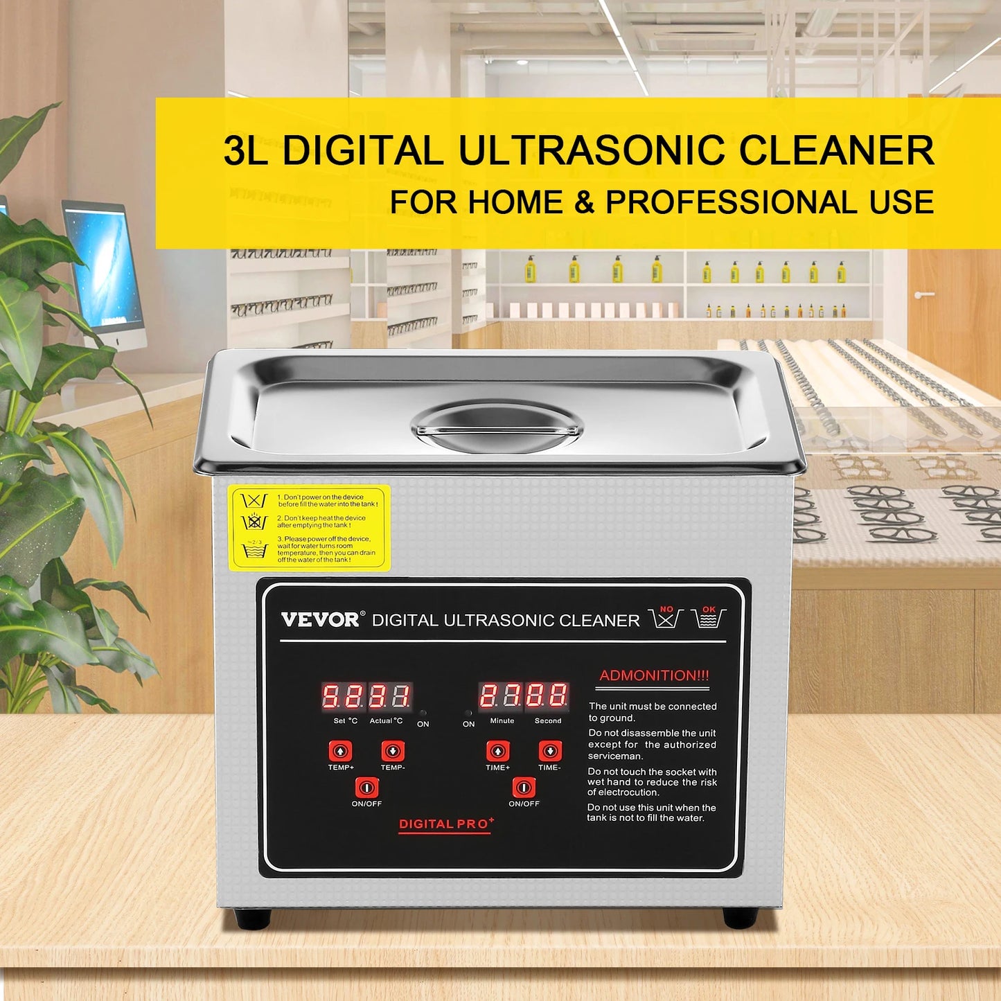 Portable Stainless Steel Ultrasonic Cleaner for Effective Deep Cleaning