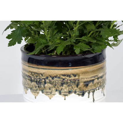 8" Round Ceramic Planter with Reactive Finish Ideal for Succulents