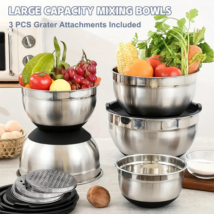 Stainless Steel Mixing Bowls Set With Airtight Lids