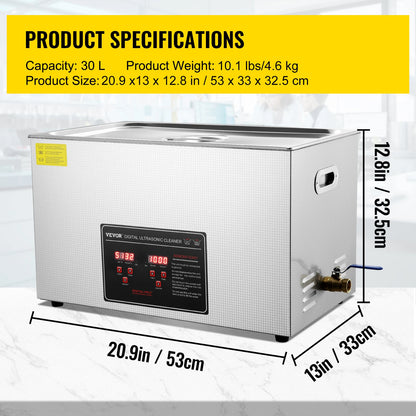 Portable Stainless Steel Ultrasonic Cleaner for Effective Deep Cleaning