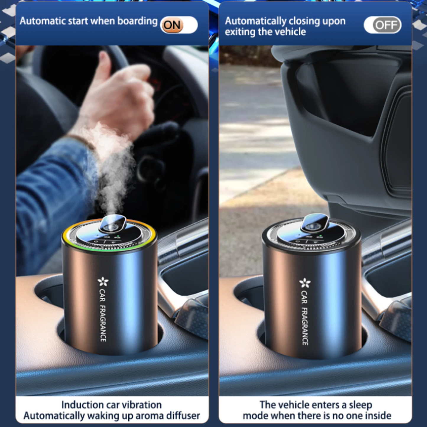 Smart Car Air Freshener with Star Projector & Essential Oil Diffuser