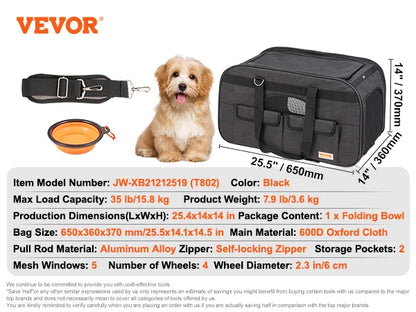 Breathable Pet Carrier Backpack with Wheels and Shoulder Strap