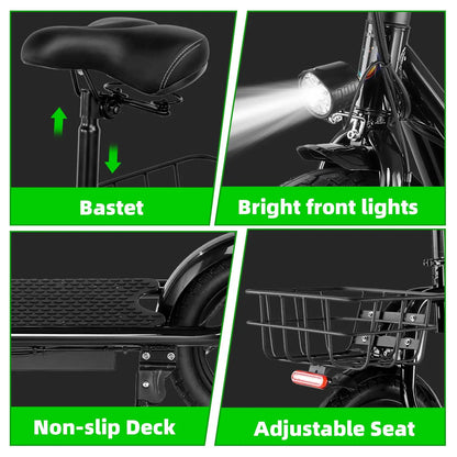 Peak 1200W Electric Scooter for Adults with 14 Inch Tire and 500Wh Battery, 30 Miles Range and 20MPH Top Speed