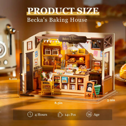 Robotime Rolife Becka's Baking House DIY Miniature Dollhouse Kit