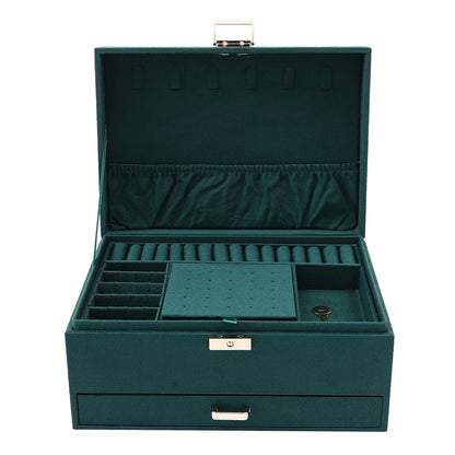 3 Layers Large Jewellery Boxes Space-Saving Drawer Box Green